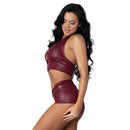 Lust Fetish Thalia Burgundy L XL two-piece lingerie set showcasing sleek faux leather style.