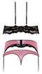 Sensual Desires Bra and Cincher set in mauve, featuring lace detailing and adjustable straps from Magic Silk Lingerie.