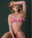 WISTERIA MIST BRALETTE & PANTY REMOVABLE GARTERS PINK M-1