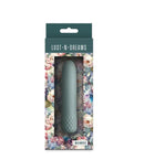 Lust-N-Dreams Mambo Mini Vibrator in green packaging with floral design, showcasing a compact, flexible vibrator.