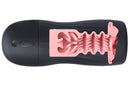 Maxtasy Stroke Master Stroking Masturbator Pink showing its realistic stroking sleeve and control buttons.