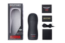 Maxtasy Stroke Master Stroking Masturbator Pink packaging and device with accessories for male pleasure.