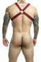 MALE BASICS DNGEON CROSS COCK RING HARNESS RED O/S-1