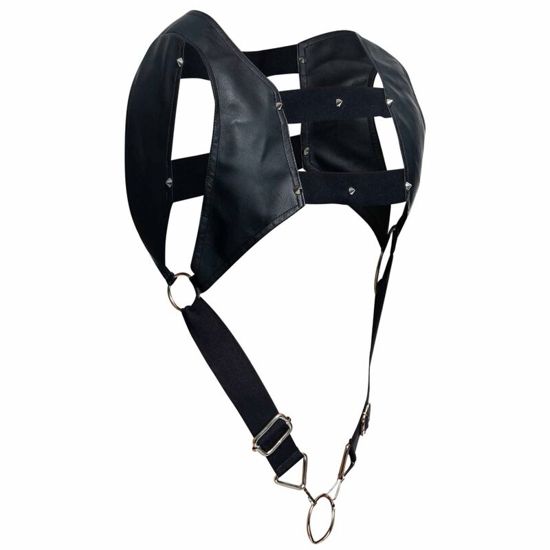 MALE BASICS DNGEON CROPTOP COCKRING HARNESS BLACK O/S-2