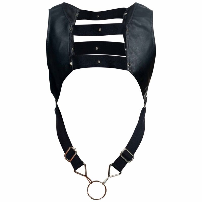 MALE BASICS DNGEON CROPTOP COCKRING HARNESS BLACK O/S-4