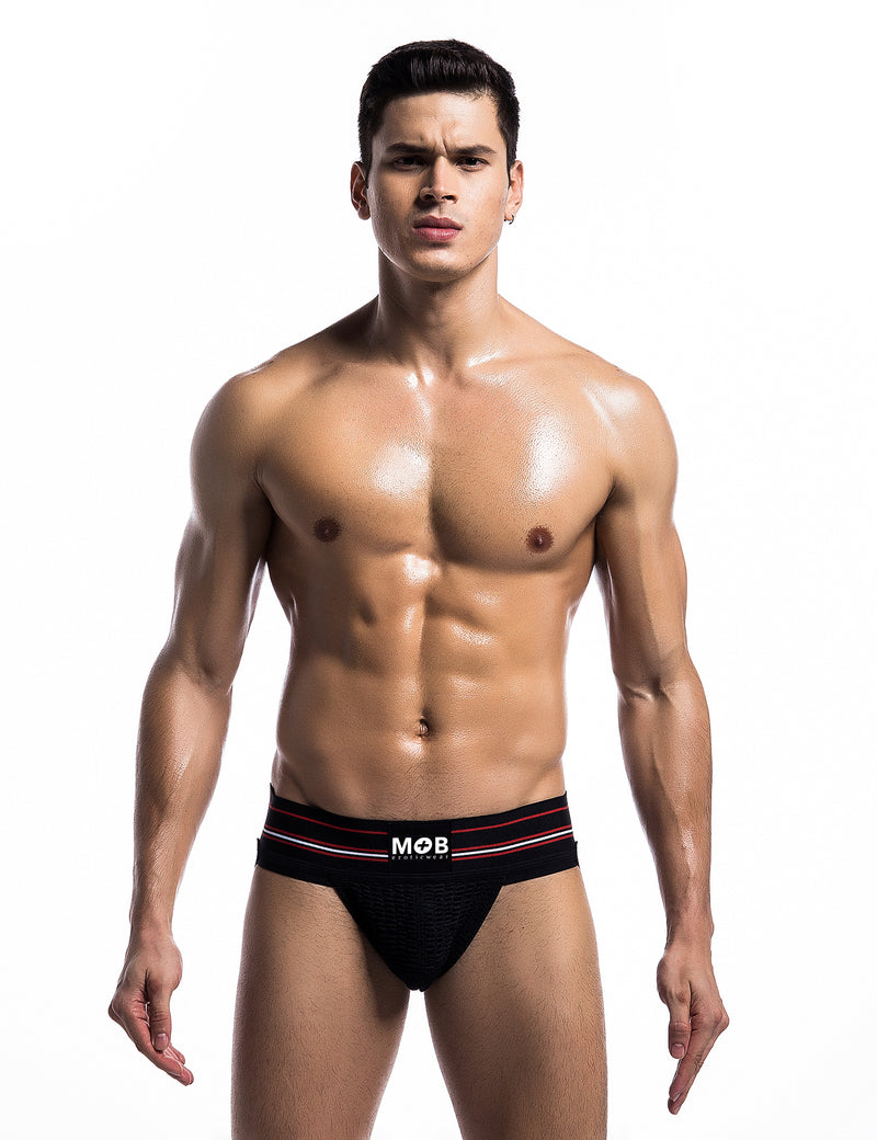 MOB FETISH JOCKSTRAP BLACK MEDIUM 3IN WAISTBAND(BULK)-1