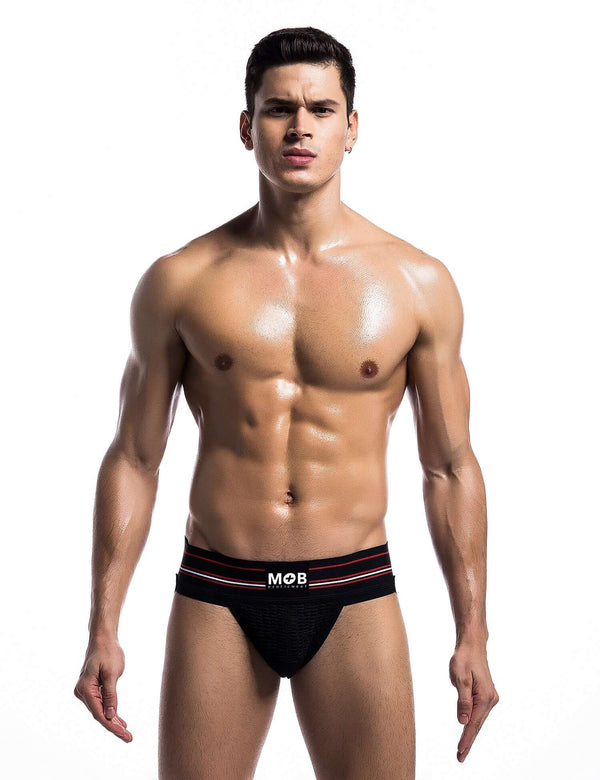 MOB FETISH JOCKSTRAP BLACK SMALL 3IN WAISTBAND(BULK)-1