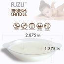 Fuzu Massage Candle Warm Vanilla Sugar 4 Oz with moisturizing properties and dual wicks for relaxing aromatherapy.