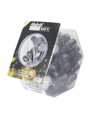 Swiss Navy Premium Hybrid Lubricant 1 oz Bottle Bowl of 50 display featuring travel-friendly bottles.