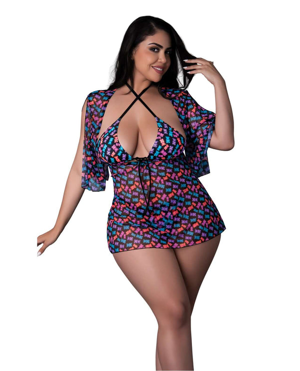 HALTER BRA THONG DRESS GUMMYBEAR - 2XL-0