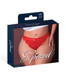 Sugar High Split Crotch Panty Red Queen packaging featuring lace details and bold red color.