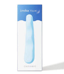 Tenga iroha TSUKI MINAMO massager in a blue and white packaging showcasing its ergonomic design.
