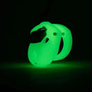 Glow-in-the-dark Mini-Me Chastity Kit with secure lock and 1.25" cage, perfect for a compact and secure chastity play experience.