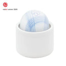 Tenga iroha Temari MIZU Vibrator compact design with elegant blue pattern and white casing, Red Dot Award winner 2020.