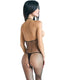 Cupless criss bodystocking lingerie in black, featuring a sheer fishnet design and a backless style for a daring look.