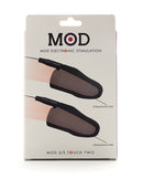 MOD Electro Stim Touch Two Tickle and Tease Wand packaging showcasing silicone stimulation pads.