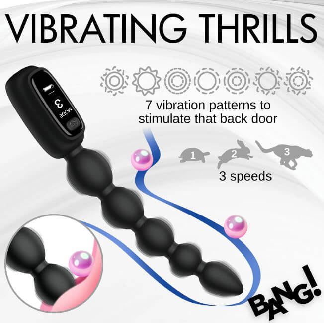 Digital Silicone Vibrating Anal Beads – 5 Beads with Digital Display