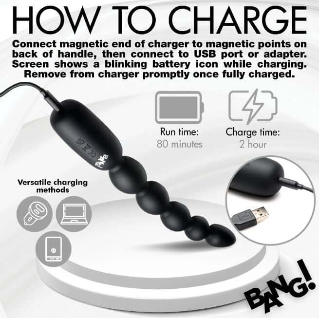 Digital Silicone Vibrating Anal Beads – 5 Beads with Digital Display