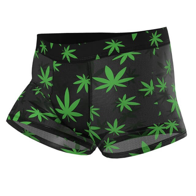 HAZY DAYZ Pouch Short Pot Leaf XL mesh briefs with bold green pot leaf print for a comfortable fit.