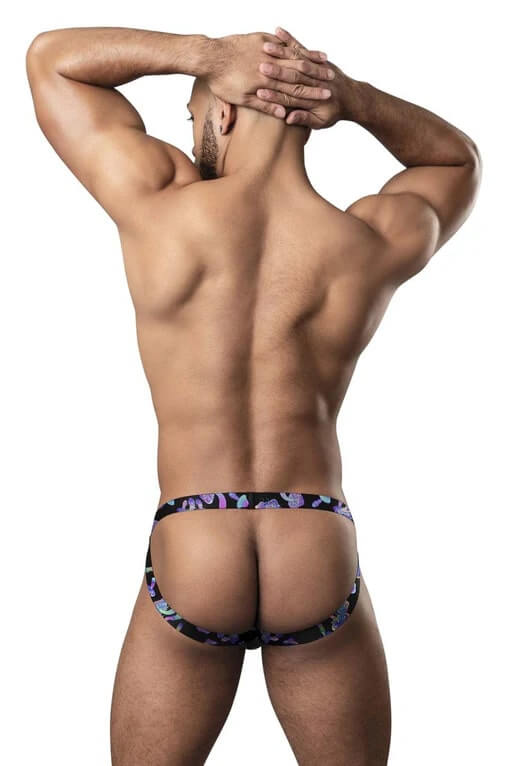 Man wearing Hazy Dayz Jock Mushroom S/M - ultra-soft microfiber jockstrap showing streamlined support and stylish design.