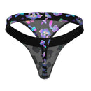 Hazy Dayz Micro Thong Mushroom L/XL with vibrant mushroom print, ultra-lightweight breathable microfiber, minimal coverage lingerie.