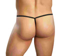 Male Power Posing Strap Stretch Lace Black OS showcasing a sleek, body-contouring fit in comfortable floral lace.