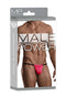 Male Power Posing Strap Neon Lace Hot Pink packaging featuring a model wearing it, showcasing comfort and style.