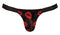 Male Power Kiss Me Micro Thong V Lips Print for Men - Sexy Low Rise G-String with Red Lips Design in L/XL Black Backdrop