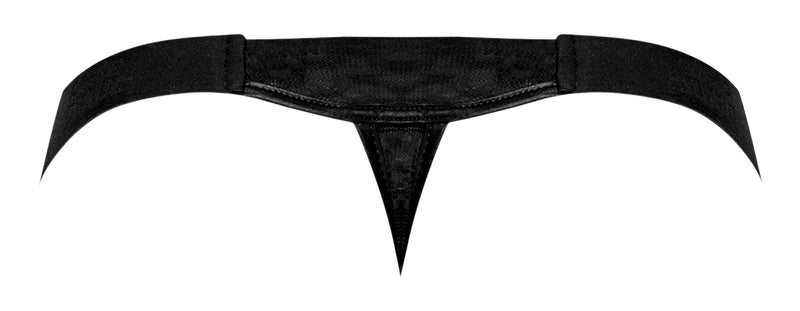 Heart Breaker Micro V Thong in black, S/M size by Male Power Underwear, featuring a low rise design and comfortable support.