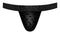 Black Micro V Thong from Male Power Underwear, featuring a supportive design with playful mesh and low-rise waist.