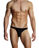 Model wearing Male Power Bong Thong Black L/XL, showcasing a daring and playful minimal thong design.
