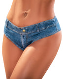 Mapale Micro Mini Solid Shorts Light Chambray Small showcasing a cheeky silhouette in light chambray fabric.
