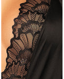 Detail of the scalloped lace on the Mapale Scalloped Lace Halter Teddy Black Large XLarge.