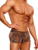 Male Power Underwear Animal Pouch Shorts Leopard M model showcasing a stylish leopard print design.