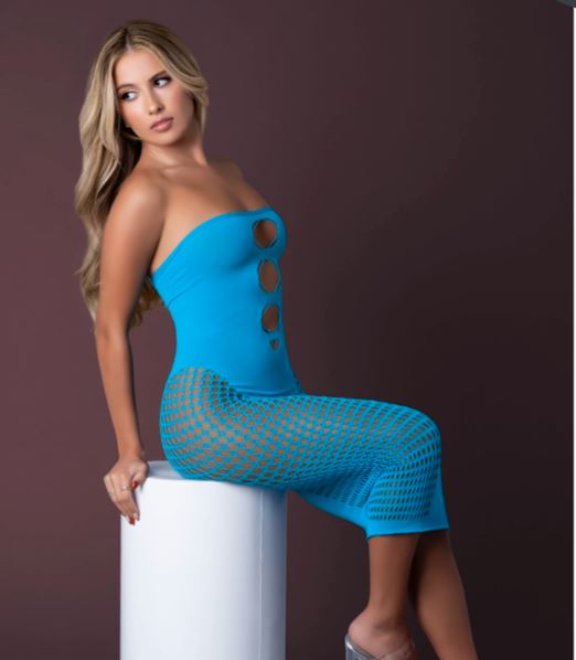 SEAMLESS GOWN TURQUOISE O/S-2