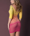 SEAMLESS LONG SLEEVE DRESS OMBRE SUNSET O/S-0
