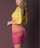 SEAMLESS LONG SLEEVE DRESS OMBRE SUNSET O/S-1