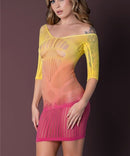 SEAMLESS LONG SLEEVE DRESS OMBRE SUNSET O/S-2
