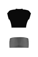Very Private Secretary Costume Black Large includes a black Lycra top and a grey pinstriped micro mini skirt.