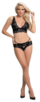 Sugar & Spice Bra and Panty Set S M Magic Silk Lingerie in black lace, featuring a bra and matching panty.