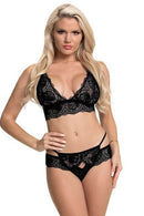 Sugar & Spice Bra and Panty Set S M Magic Silk Lingerie featuring elegant black lace design.