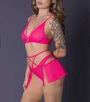 PINK KINK BRALETTE PANTY SKIRT PINK GLOW L/XL-1