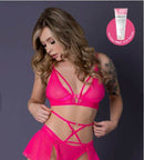 PINK KINK BRALETTE PANTY SKIRT PINK GLOW S/M-2