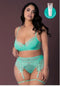 CARIBBEAN CRUSH BRA & GARTER THONG SET AQUA GLOW 2XL-0