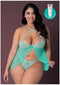 CARIBBEAN CRUSH BABY DOLL & THONG AQUA GLOW 2XL-0