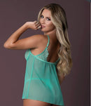 CARIBBEAN CRUSH BABY DOLL & THONG AQUA GLOW L/XL-0