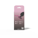 Gemma Pink Gem Black Silicone Anal Plug Large packaging displaying features and design of the product.