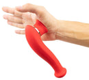 Destiny Red Sucking Clitoral Stimulator held in hand, showcasing its ergonomic design and vibrant color.