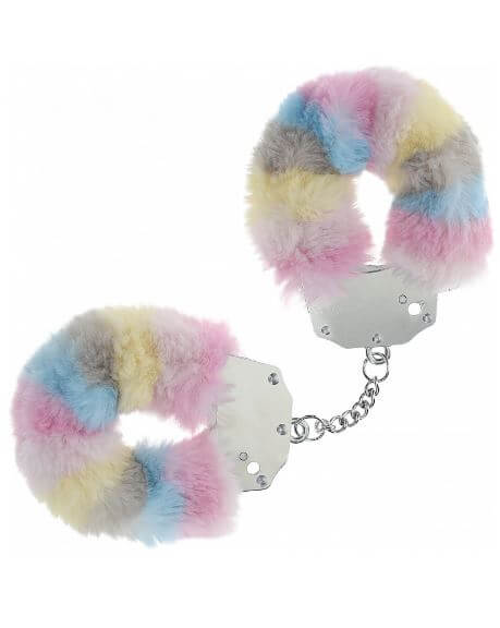 OUCH! HEAVY DUTY FLUFFY HANDCUFFS - MULTICOLOR 2-1