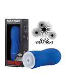 Maxtasy Vibration Master Standard Clear Masturbator with quad vibrations and blue design.